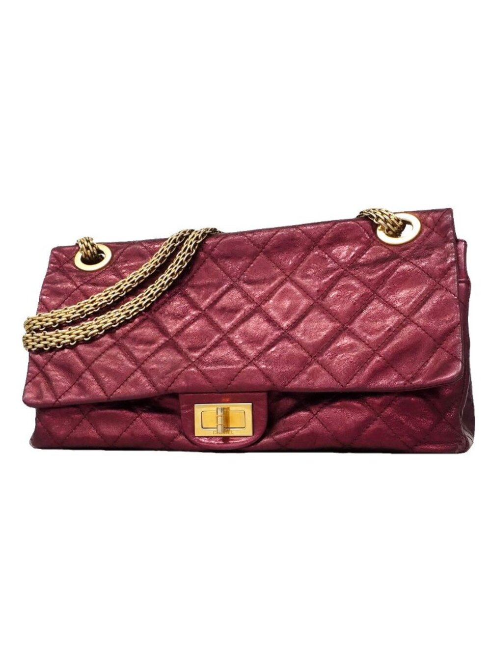 Chanel Shoulder Bag 2.55 Quilted Leather Bordeaux Gold
